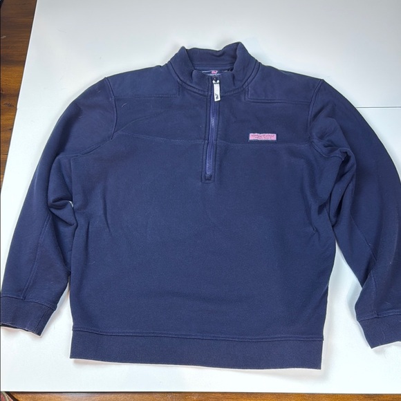 Vineyard Vines Blue Quarter-Zip Sweatshirt with Mock Neck, Medium - Picture 1 of 10